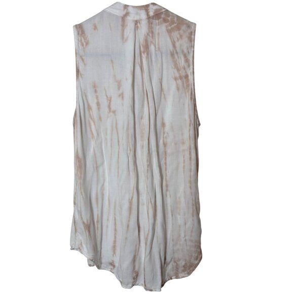 Bella Dahl Womens XS Beige Tie Dye Sleeveless Button Front Top Rayon Made In USA - Picture 2 of 7